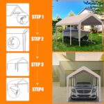 Carport Canopy 10'x20' Heavy Duty Replacement Cover, Garage Shelter Cover 800D Oxford Waterproof & UV Protected Tarp with Ball Bungees, Not Include Frame, Beige - Image 7