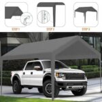 Carport Replacement Canopy, Replacement Top Cover for 10' x 20' Carport Frame, 180G PE Fabric Waterproof & UV Protected Tarp with Ball Bungees, Grey (Only Top Cover, Frame is not Included) - Image 4