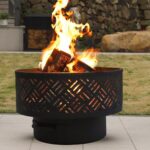OutVue 26" Wood Burning Fire Pits with Grill & Lid, Fire Pit Table for Outside with Waterproof Cover & Fire Poker, Outdoor Firepit with Functions for BBQ,Table and Bonfire - Image 2