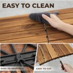 Pack of 10 Deck Tiles - 12"x12" Interlocking Natural Solid Acacia Wood for Outdoor & Indoor, Patio Garden, Balcony, Poolside - Natural6 Color - Image 3