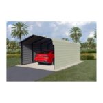 Arrow 3-Sided 12x29x7 Galvanized Steel Carport Kit - Eggshell (CPH122907ECL3) - Image 3