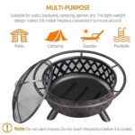 Yaheetech Fire Pit 36in Outdoor Wood Burning Fire Pits Wood Large Fire Bowl for Outside BBQ Bonfire Patio with Mesh Spark Screen, Poker and Rain Cover - Image 5