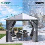 YITAHOME 10x10ft Polycarbonate Gazebo Hardtop Outdoor Canopy with Netting and Shaded Curtains, Aluminum Frame Garden Tent for Patio, Backyard, Deck and Lawns - Image 5