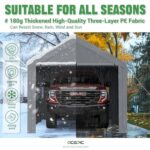 Acepic Carport 10x20ft Heavy Duty Carport Features Roll-up Windows & Doors, Portable Garage with UV Resistant Waterproof All-Season Tarp for Car, Truck, Boat - Image 7