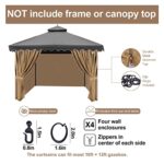 Gazebo Privacy Curtains 10' x 12' with Zipper 4-Panels Side Wall Universal Replacement for Patio, Outdoor Canopy, Garden and Backyard (Curtain Only) - Image 4