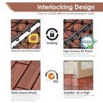 PrimeZone 12PCS 24" x 12" Long Solid Acacia Wood Interlocking Deck Tiles for 24 Sq Ft - Indoor Outdoor Waterproof Hardwood Flooring for Pathway, Poolside, Backyard & Patio, Brown - Image 4