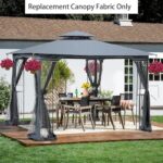 10x10 Ft Patio Double Roof Gazebo Replacement Canopy Top Fabric, Gray - Image 2
