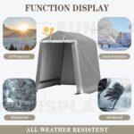 Shintenchi 6x6ft Outdoor Portable Storage Shelter Shed,Carport Storage Shed with Roll-up Zipper Door, Heavy Duty UV Resistant and Waterproof Tarp, Storage for Motorcycle, Bike, Garden Tools - Image 5