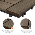 Yaheetech 27PCS Wooden Flooring Patio Deck Tiles Interlocking Tiles Patio Solid Wood and Plastic Indoor&Outdoor 12 x 12in Dark Brown - Image 9