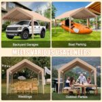 Carport Canopy 10'x20' Heavy Duty Replacement Cover, Beefull Carport Replacement Canopy for Car Garage, Waterproof & UV Protected Tarp with Ball Bungees, Beige(Frame is not Included) - Image 5