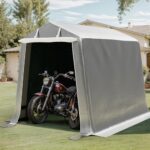 Shintenchi 6x6ft Outdoor Portable Storage Shelter Shed,Carport Storage Shed with Roll-up Zipper Door, Heavy Duty UV Resistant and Waterproof Tarp, Storage for Motorcycle, Bike, Garden Tools - Image 2