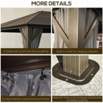 YMGSCC 10' X12' Hardtop Gazebo with Aluminum Frame, with 2 Hooks, Curtains and Netting for Garden, Patio, Backyard, Dark Grey - Image 6