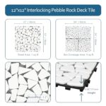 SUNWINGS 4PCS Natural Stone Interlocking Deck Tiles 12"x12" Pebble Waterproof Patio Deck, Outdoor Indoor Floor Decking Tiles for Porch Poolside Balcony Backyard, White - Image 2