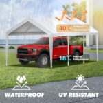 10x20FT Carport Canopy Replacement Cover Heavy Duty Waterproof & UV Protected, All Weather Car Shade Canopy with Ball Bungees (White, 10'x20', Frame is not Included) - Image 4