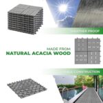 Interlocking Deck Tiles 12"x12"x0.94'' Gray Acacia Wood Patio Decor Flooring Tiles-Interlocking FSC Wood Flooring Squares Tile-Home Decor Floor Wood Tiles. Fresgard Brand Name 10pcs Pack - Image 6