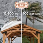 Backyard Discovery Norwood 20 ft. x 12 ft. All Cedar Wooden Carport Pavilion Gazebo with Hard Top Steel Roof Light Brown - Image 4