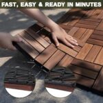 VICTORY RELAX Acacia Wood Flooring Interlocking Deck Tiles for Patio Decor 27 Pcs 12 Slats VR Brown - Waterproof Indoor & Outdoor Decor - Balcony Garden Decking Tile (12.2 * 12.2 * 0.7 inches) - Image 6
