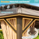 EROMMY 10' x 10' Hardtop Gazebo, Aluminum Frame Gazebos with Galvanized Steel Double Roof, Permanent Outdoor Metal Pavilion with Curtain and Netting for Patio, Lawn, Deck - Image 5