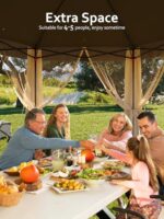 Garvee Pop Up Gazebo Screen Tent,Hexagonal Instant Gazebo Tent with Mosquito Netting Outdoor Canopy,6 Sided Sun Shelter 13x13 ft with Mesh Netting,Pavilion Tents for Patio,Khaki+Beige - Image 2