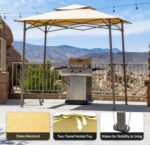 Crown Shades 8x5 Grill Gazebo - Pop Up Canopy for BBQ and Backyard Patio - Easy Outdoor Barbecue Shade Cover with Double Tier Vented Top & 2 Side Shelves (Beige) - Image 4