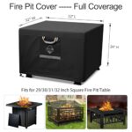QH.HOME Fire Pit Cover Square Heavy Duty Fabric 100% Waterproof, Fits Outdoor for 29”,30 inch,31 inch,32 inch Fire Pit/Table Cover,Gas Fire Pit Cover (32”L x 32”W x 24”H,Black) - Image 2
