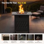 EAST OAK 28" Upgraded Outdoor Fire Pit Table | 52,000 BTU Fire Pit Table for Outside with Magnetic Lid | Storage Basket & Lava Rocks | CSA Certified for Patio, Garden & Backyard | Black - Image 7