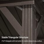 PURPLE LEAF 6.5' X 12' Hardtop Grill Gazebo for Patio Permanent Metal Roof with 2 Side Shelves Deck Yard Tent Aluminum Garden Outside Sun Shade Outdoor BBQ Canopy - Image 6