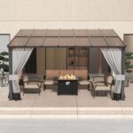 RTDTD 10' x 14' Gazebo，Hard Top Lean to Gazebo Wall Mount Heavy Hardtop Gazebos Outdoor Pergola with Curtains and Netting for Patio Garden Lawn Backyard Deck (Grey) - Image 5