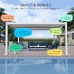 Kozyard Outdoor Louvered Pergola 12ft x 16ft Pergola Sun Shade All-Weather Aluminum Packing Shelter with Drainage System and Adjustable Roof Waterproof for Outdoor Poolside Deck Patio Garden Yard - Image 3
