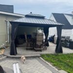 PURPLE LEAF 10' X 12' Gazebo Outdoor Aluminum Gazebo with Heavy Duty Galvanized Steel Double Roof for Patio Backyard Deck, Netting and Curtains Included, Grey