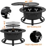 Yaheetech 32in Fire Pit Outdoor Wood Burning Firepits Outdoor Fireplace with 18.5 Inch Swivel Cooking Grill Grate & Poker Fire Bowl for Camping, Backyard, BBQ, Garden, Bonfire - Image 2