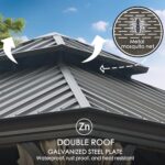 Kozyard Alexander 10' X 12' Hardtop, Aluminum Metal Gazebo with Galvanized Steel Double Roof Canopy, Curtain and Netting, Permanent Pavilion for Patio, Backyard, Deck, Lawn (Gray) - Image 5