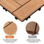Yaheetech 27PCS Natural Wood Deck Tiles Interlocking Patio Deck Tiles Solid Wood and Plastic Indoor&Outdoor 12 x 12in - Image 9