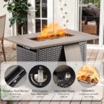 HUMMUH 5 Piece Patio Furniture Set with Fire Pit Table 41in 55,000 BTU,Wicker Outdoor Conversation Sets - Outdoor Swivel Rocker Chairs Patio Sofa for Porch,Garden,Backyard - Image 6