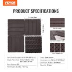 VEVOR Interlocking Deck Tiles, 54 Pack,12"x12" 54 sq. ft Plastic Waterproof Outdoor Flooring All Weather Use, Patio Floor Decking Covering Tiles for Porch Poolside Balcony Backyard, Dark Brown - Image 7