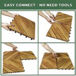 Interlocking Deck Tile (Pack of 10, 12"x12") Acacia Hardwood Deck Tile, Interlocking Patio Tile in Solid Acacia Wooden Oiled Finish Waterproof all Weather Perfect for Indoor Outdoor(Golden Teak Color) - Image 3