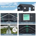 GREEN PARTY Carport, 13'x24' Extra Large Heavy Duty Carport with Roll-up Windows, Waterproof & 12 Legs Car Canopy Portable Garage Shelter with Removable Sidewalls & Doors for Car, Truck, SUV, Boat - Image 3