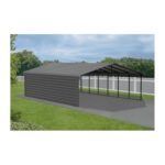 Arrow 1-Sided 20x29x7 Enclosure Galvanized Steel Carport Kit- Charcoal (CPHC202907ECL1) - Image 3