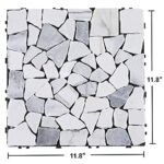 PURE ERA Natural Real Stone Interlocking Floor Deck Tiles Indoor Outdoor Use 12"x12" (4Pcs, 4 sq. Ft, Sliced Grey and White)- Great Upgrade to Patio Backyard Pathway - Image 6