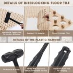 Drydiet 8 Pack Drainage Tiles Modular Interlocking Floor Tiles with 1 Pc Plastic Hammer 12" x 12" Cushion Mat Non Slip Rubber Floor mat with Holes for Pool Bathroom Deck Kitchen Patio (Beige) - Image 3