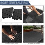 36 Pack Plastic Interlocking Deck Tiles, 36 sq.ft 12” x 12” Patio Deck Tiles Waterproof Outdoor Indoor All Weather Use, Patio Floor Decking Tiles for Pool Balcony Backyard Pathway Porch, Dark Grey - Image 8