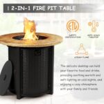lovamsal 30 Inch Round Propane Fire Pit Table,50,000 BTU Iron Gas Fire Pit with Lid,Ignition Systems,w/Glass Stones and Rain Cover,Outdoor Firepit Table for Patio & Deck - Image 3