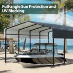 Teekyooly 13X20 FT Metal Carport, Outdoor Car Shelter with Galvanized Steel Roof with Sidewalls Enclosure Kit, Heavy Duty Outdoor Car Shelter for Cars, Boats, and Tractor Black - Image 6