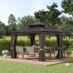 YMGSCC 12'x10' Outdoor Hardtop Gazebo with Aluminum Frame, Gazebo Canopy with Curtains Netting for Gardens, Patios, Backyards - Image 2
