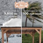 Backyard Discovery Arcadia 20' x 9.5' Cedar Wood Outdoor Gazebo Pavilion with Hardtop Galvanized Steel Slope Roof, Snow Support, Wind Resistance, PowerPort, Shade for Garden, Patio, Deck, Entertaining - Image 4