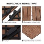 Topeakmart 27PCS Patio Deck Tiles Interlocking Wood Decking Floor Tiles 12 x 12in Brown for Outdoor & Indoor Patio Garden Deck Poolside - Image 5
