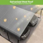 Real Relax 20x20ft Heavy Duty Metal Carport with Galvanized Steel Roof, 4 Support Legs, Outdoor Car Port Shelter for 2 Cars, Trucks and Boats - Image 3