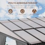 ALAULM 10'x 14' Outdoor Hardtop Pergola,Wall Mounted Lean to Gazebo with Curtains and Netting,Galvanized Metal Frame,Sunshade for Patio, Backyard, Deck and Lawns-Gray - Image 3