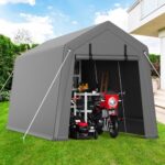GAOMON 7'x10' Outdoor Portable Garage, Waterproof & UV-Resistant Storage Shed with 2 Roll-Up Doors, Carport Tent for Motorcycle, Bike, and Tools, Gray - Image 6