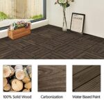 Yaheetech 27PCS Wooden Flooring Patio Deck Tiles Interlocking Tiles Patio Solid Wood and Plastic Indoor&Outdoor 12 x 12in Dark Brown - Image 4